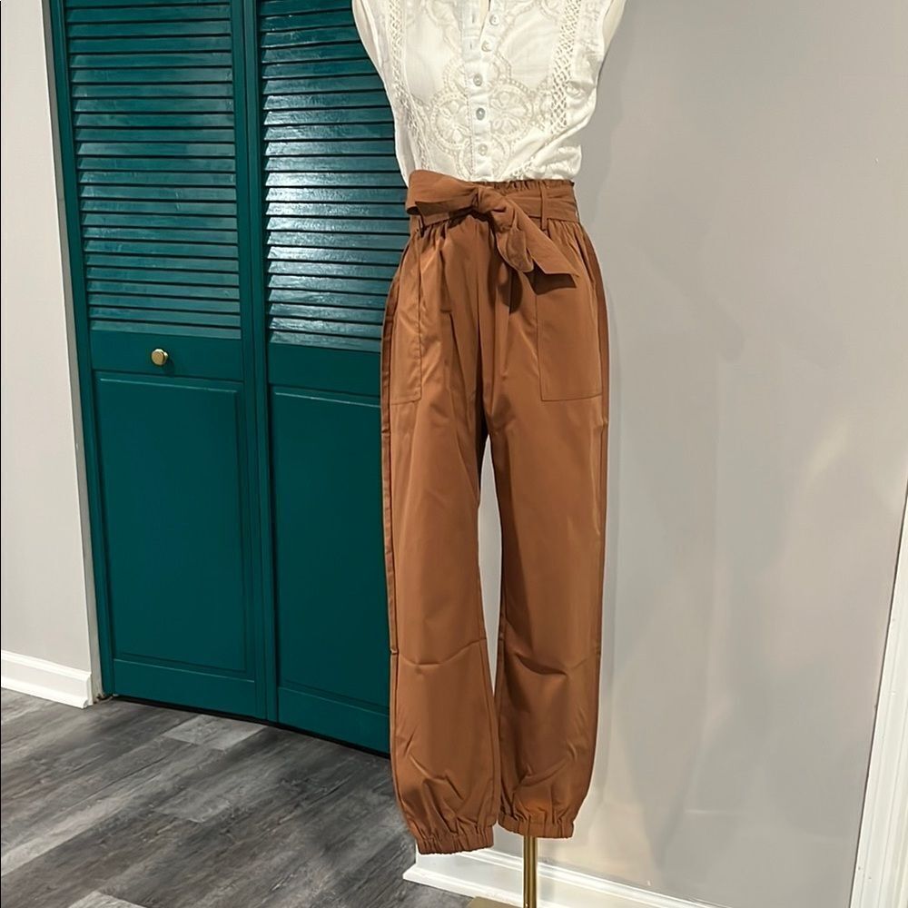 NWT Women's Brown Tie-Waist Jogger Pants - small - Picture 5 of 11